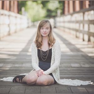Audrey3+1 long lace cardigan